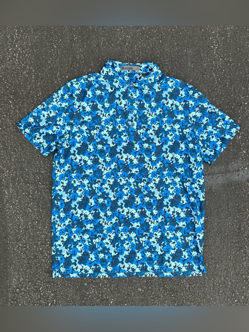 G/Fore Camo Floral Tech Pique Polo Size Large Golf Moisture Wicking Performance